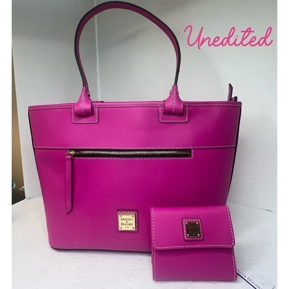 Dooney Magenta Fuchsia Pink Beacon Janine Satchel Bag and Wallet Set